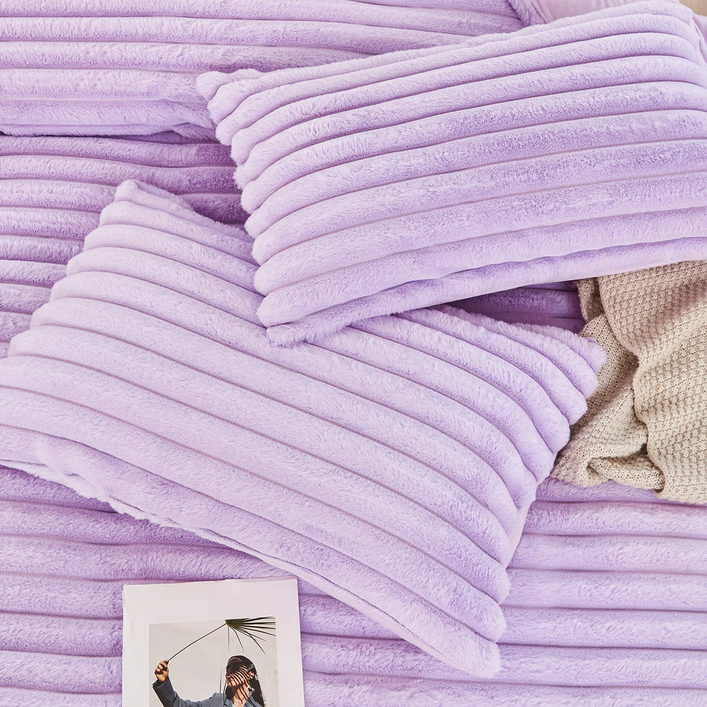 ZRNBAST Fleece Twin Comforter Set, Light Purple Super Soft Furry Plush Bedding, Luxury Fluffy Fuzzy Heavy Bed Set for Winter with 2 Pillowca - Image 5