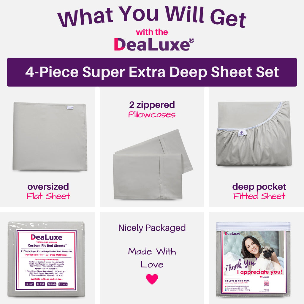 Bedding 21” King Extra Deep Pocket Sheets - Deep King Fitted Sheet - Super And Ultra Deep Sheet - For Deep Mattress -... - Image 4