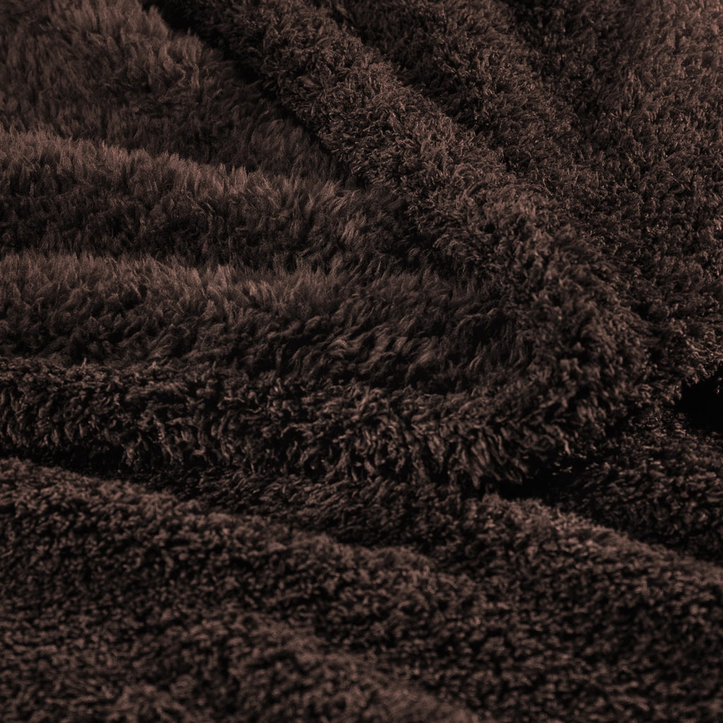 Fuzzy Fleece Throw Blanket for Couch Sofa, Lightweight Fluffy Solid Velvet Blanket, 50x60 Inches, Coffee - Image 3