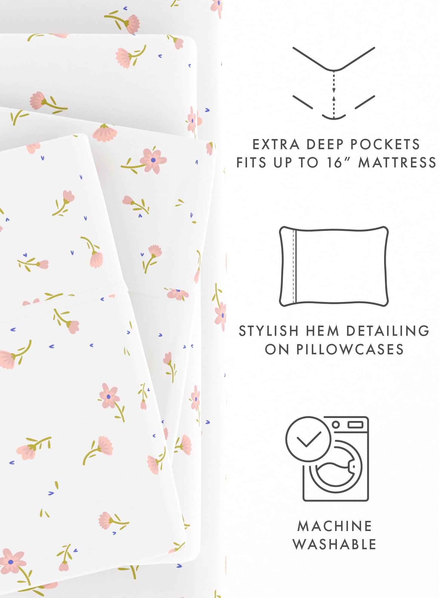 Ultra Soft & Breathable Wrinkle Free Bed Sheets Set - Floral Pink Farmhouse Patterned for Twin Size Bedding by Comfort Canopy - Image 4