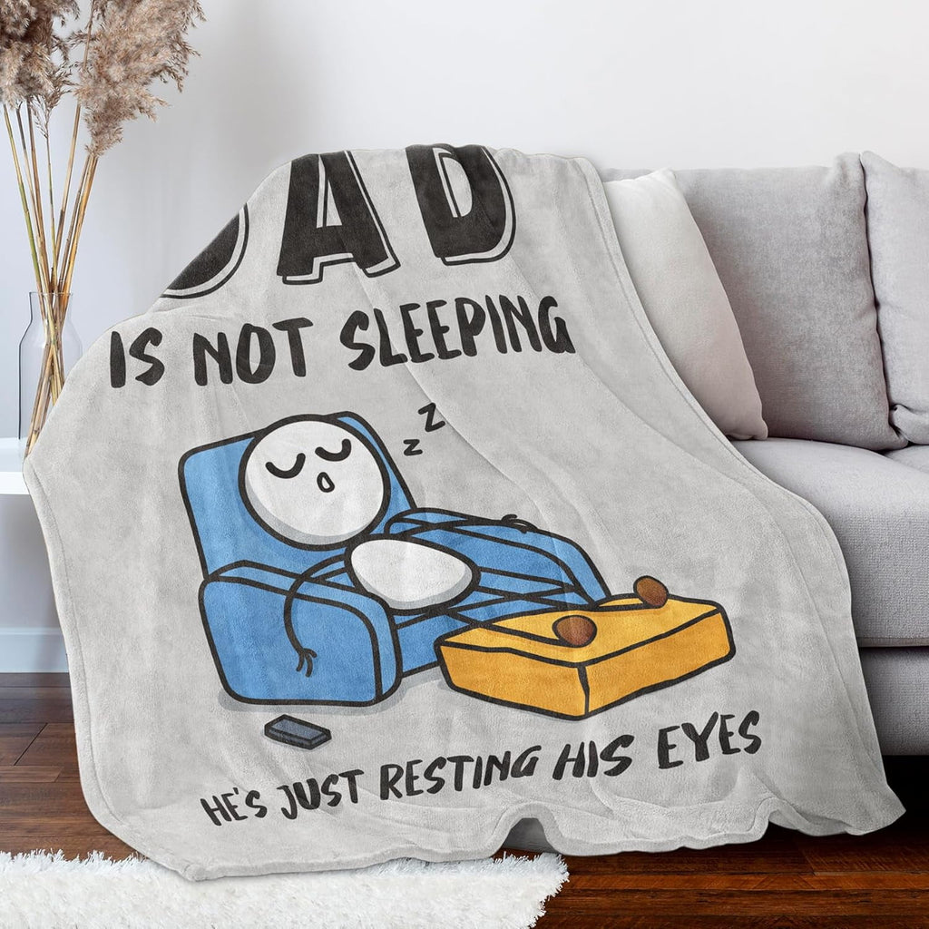 Funny Fathers Day Dad Gifts , Dads Birthday Gifts, Dad is Not Sleeping Blanket, Super Soft Throws Blanket for Napping - Image 2