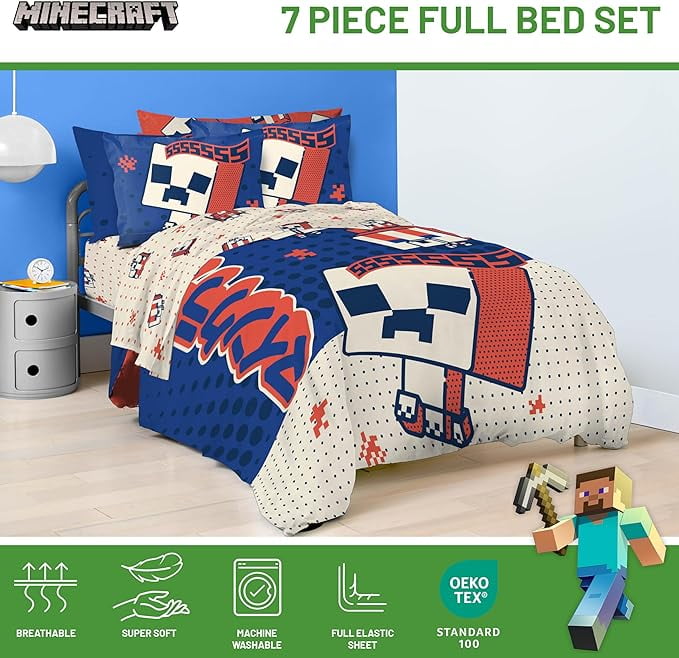 Oishi Market 7 Piece Full Size Comforter Set with Shams - Kids & Teens Gaming Bedding - Image 5