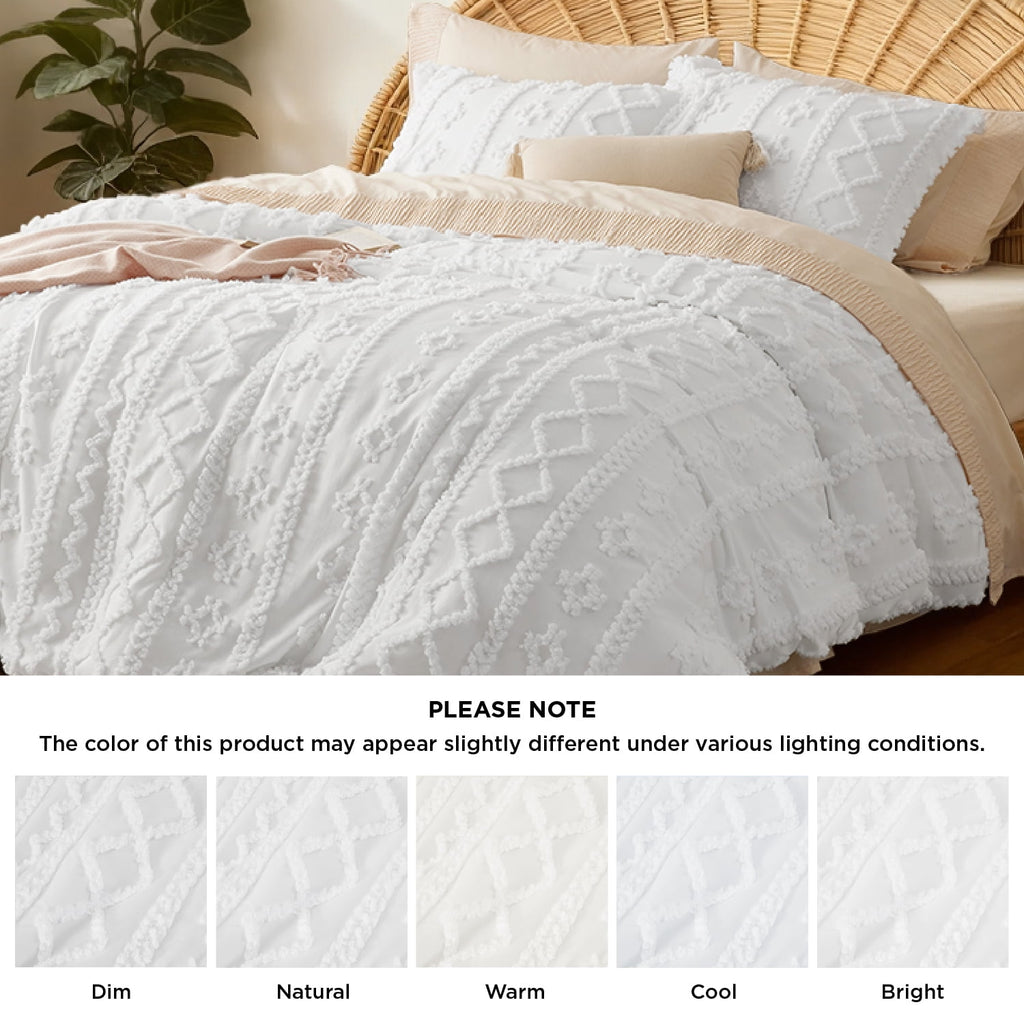 Tufted Boho Comforter Set, 2 Pieces Farmhouse Shabby Chic Embroidery Bed Set, Soft Jacquard Comforter for All Seasons... - Image 4