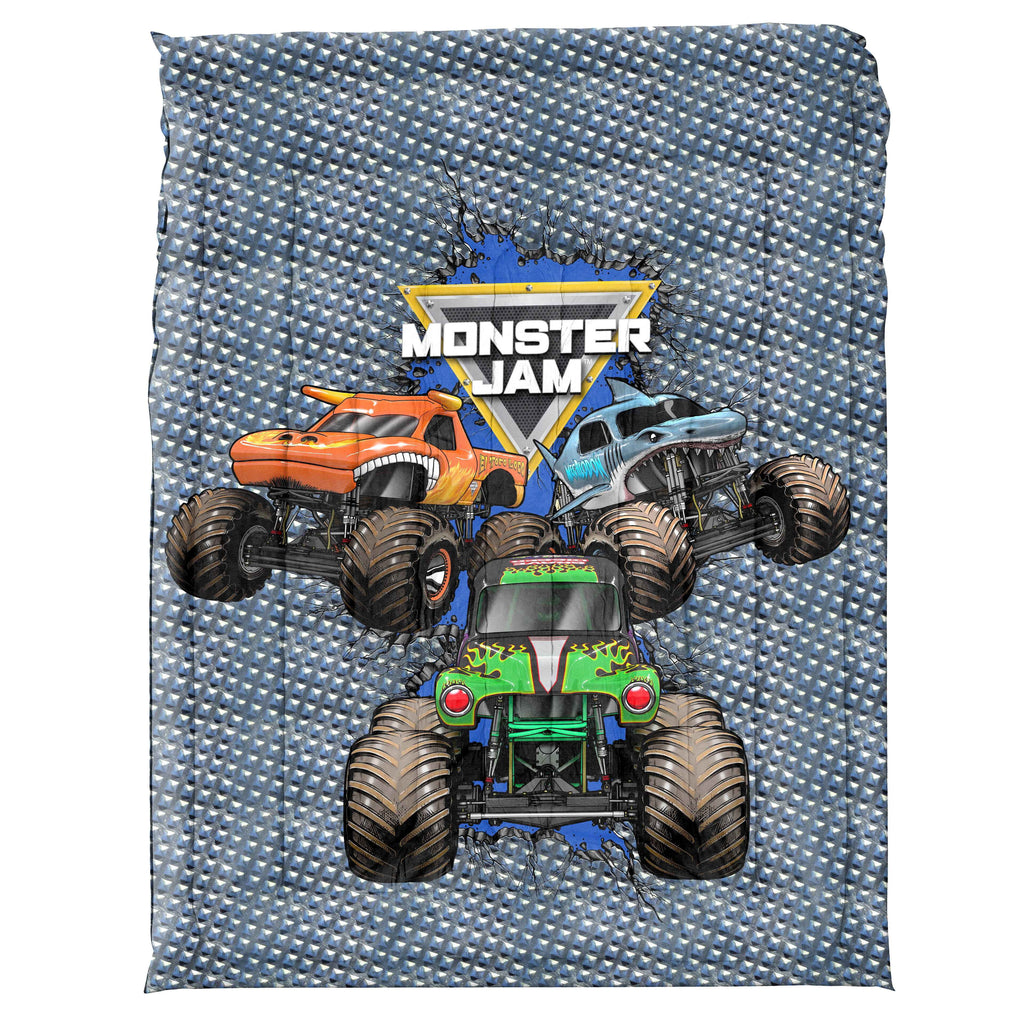 Monster Jam Smash & Mash Kids Multicolor 2 Piece Reversible Comforter and Pillowcase Bedding Set, Twin/Full - Image 5