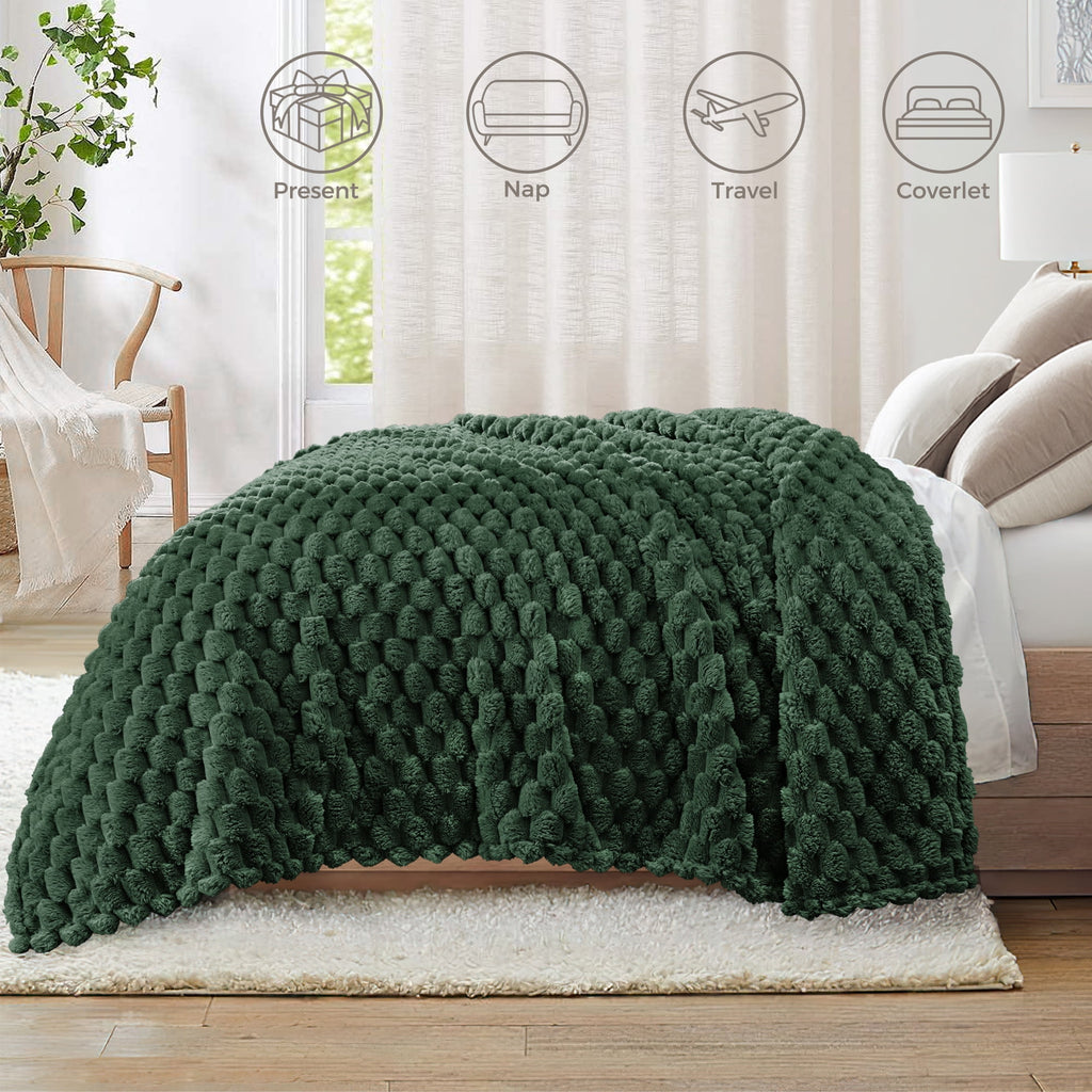50"x60" Throw Blanket for Couch with Expanded 3D-Jacquard Pattern, Fuzzy Soft Cozy Exquisite Blankets or All Season, ... - Image 4