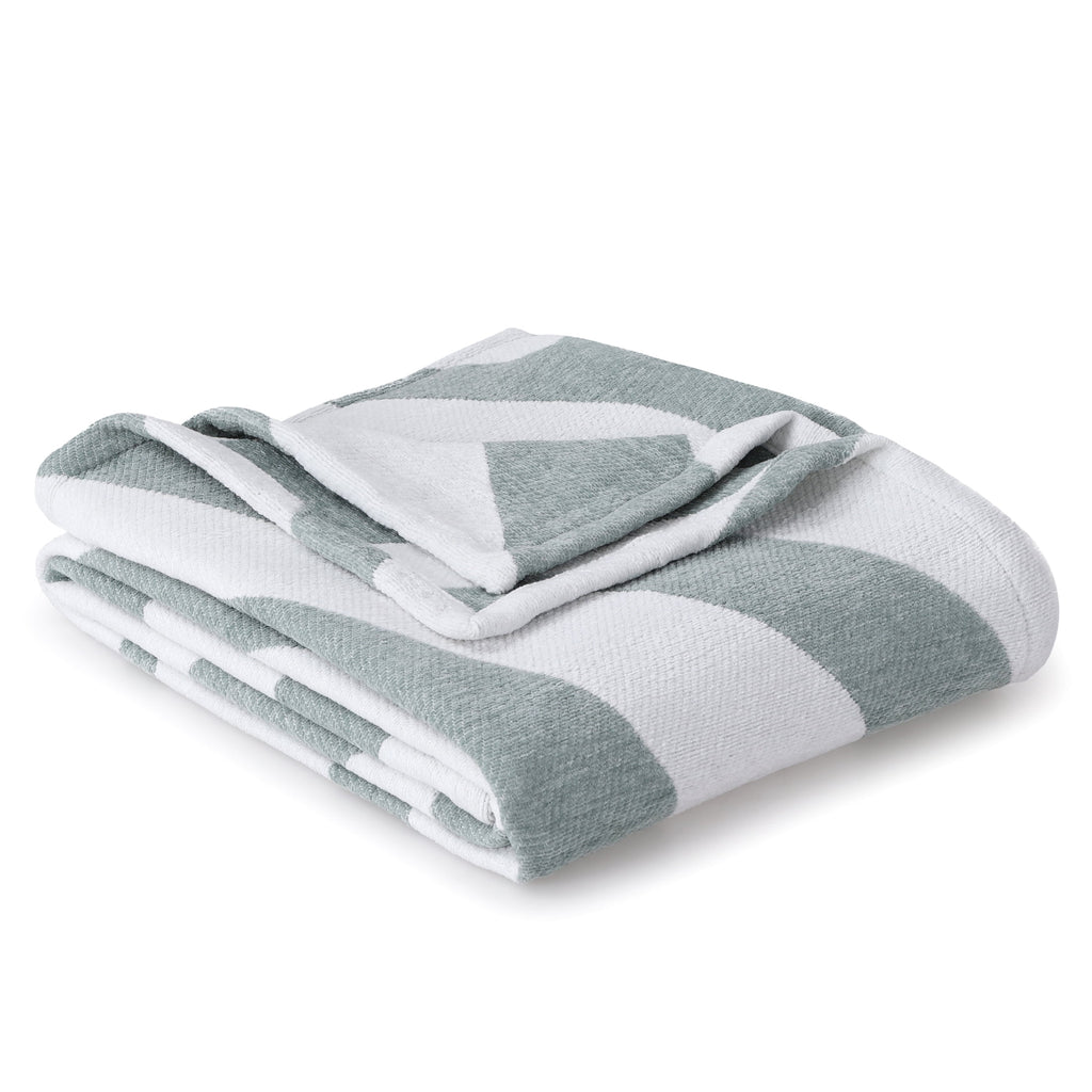 Better Homes & Gardens Chenille Jacquard Soft Throw Blanket, Soft Sea - Image 3