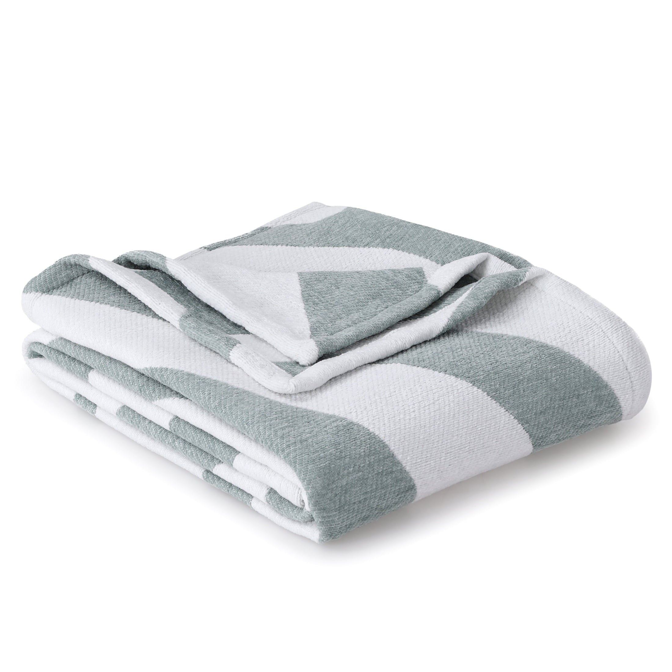 Better Homes & Gardens Chenille Jacquard Soft Throw Blanket, Soft Sea - Image 3