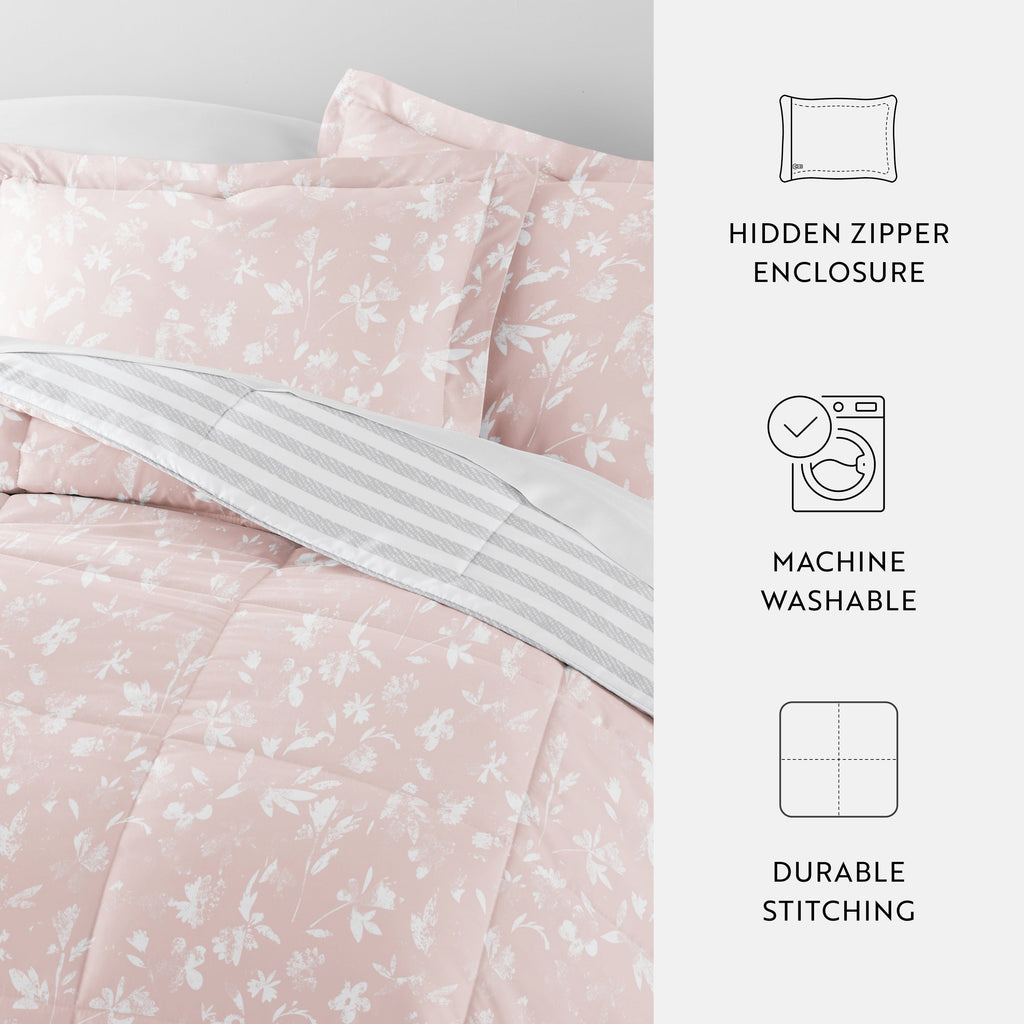 All Season Ultra Soft Comforter Set Lightweight Bedding in Pressed Flowers for Full/Queen Size by Comfort Canopy - Image 5