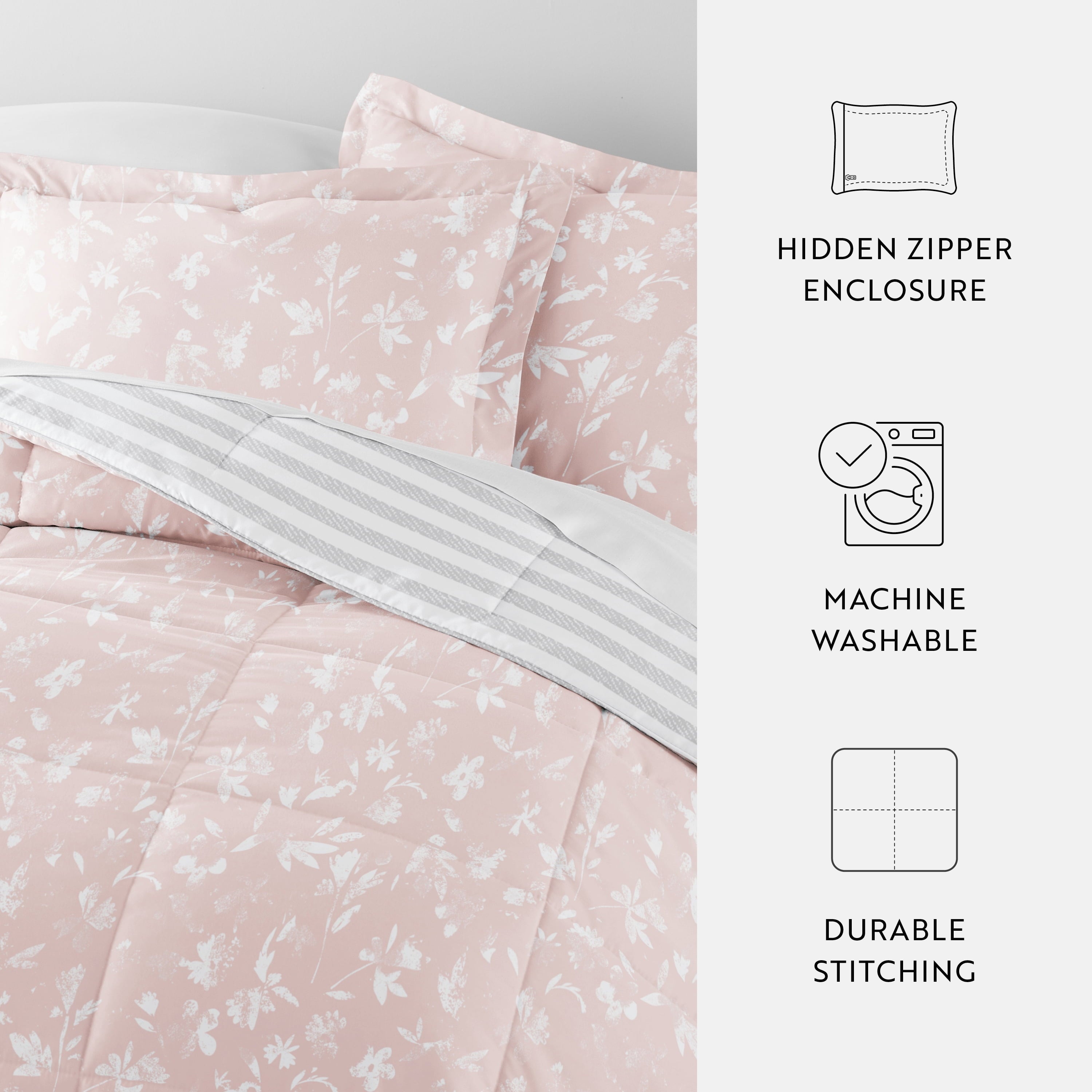 All Season Ultra Soft Comforter Set Lightweight Bedding in Pressed Flowers for Full/Queen Size by Comfort Canopy - Image 5
