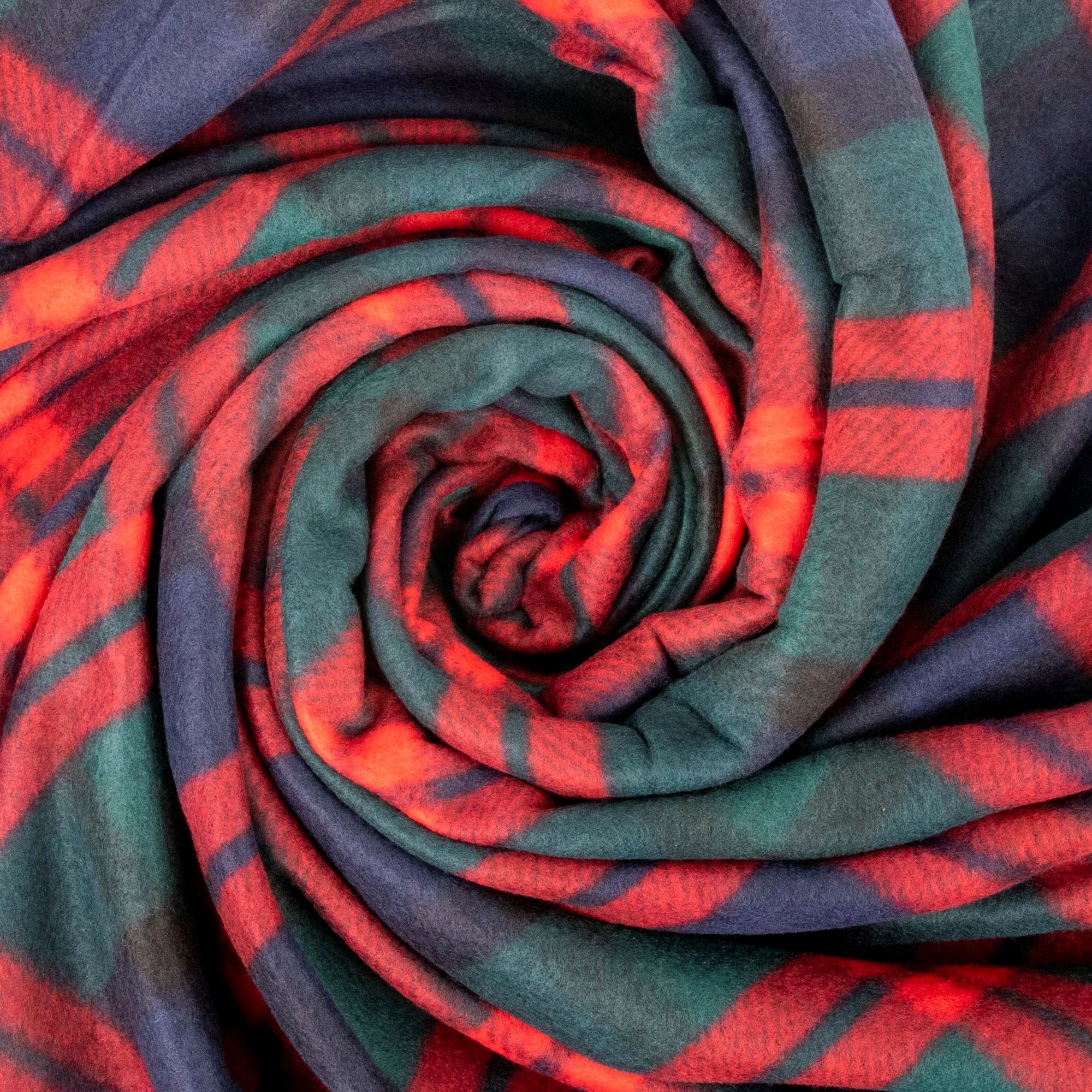 Single Plaid Color 60"L x 50"W Fleece Throw Blanket for Fall, Winter, Spring, Summer, Men, Women, Children & Pets in Red & Green Plaid - Image 5