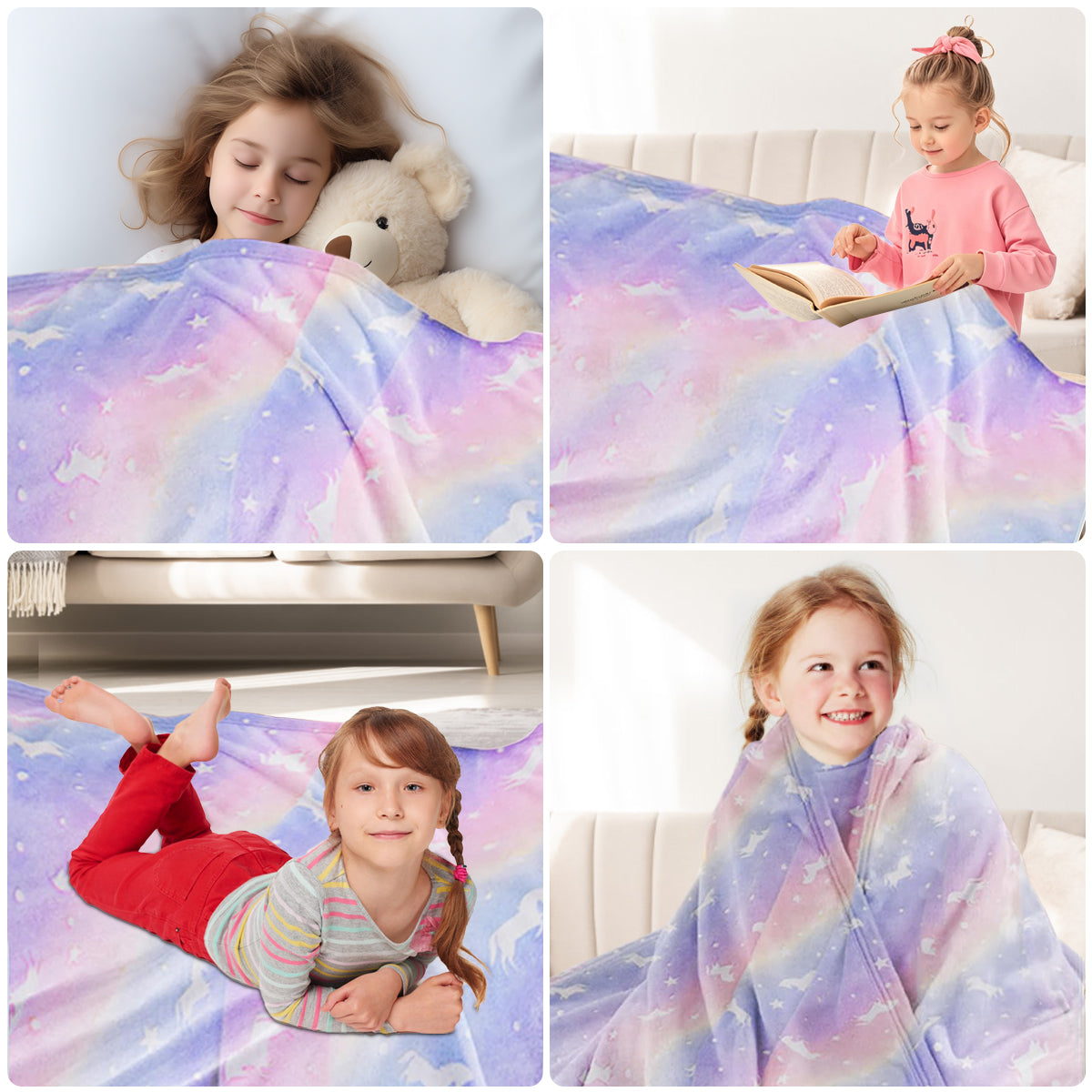 Glow in The Dark Pony Blanket for Kids, 50"x60" Soft Cozy Luminous Flannel Blanket, Christmas Birthday Gift for Girls... - Image 5
