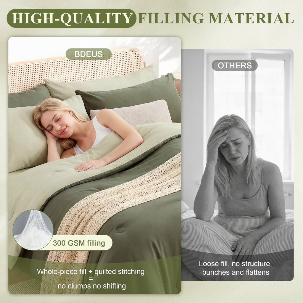 7 Pieces Comforter Set Queen，Bed in A bag，All Seasons Bedding sets with Comforter,Fitted Sheet,Flat Sheet,Pillowcases... - Image 2