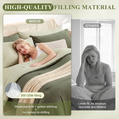 7 Pieces Comforter Set Queen，Bed in A bag，All Seasons Bedding sets with Comforter,Fitted Sheet,Flat Sheet,Pillowcases... - Image 2