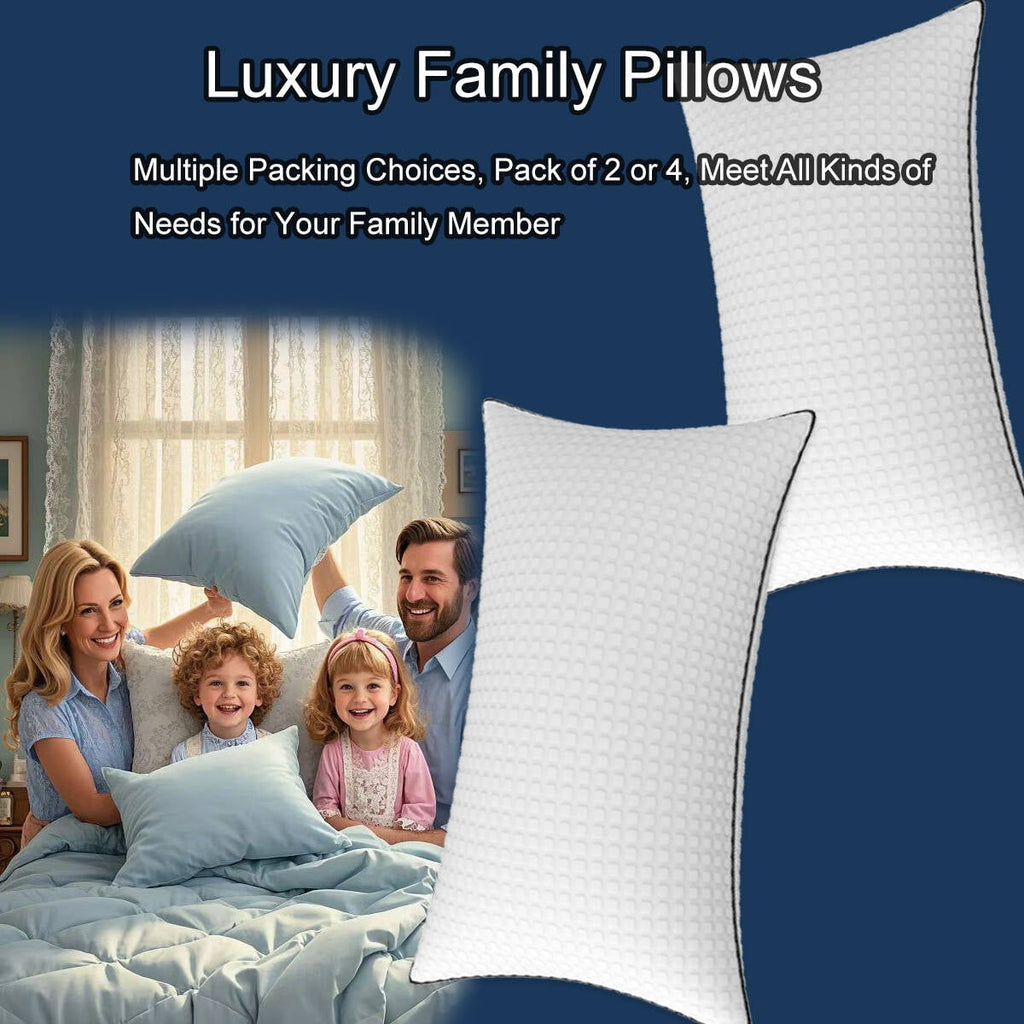 Pillows King Size Set of 2, Hotel Quality, Down Alternative Gusseted Bed Pillows for Side, Back, or Stomach Sleepers, White - Image 4