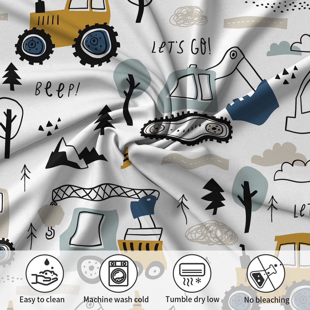 WASFDN Cartoon Excavator Sheet Set for Kids Boys Truck Construction Bedding Set Engineering Vehicle Bed Sheet Sets with 1 Fitted Sheet and 2 - Image 5