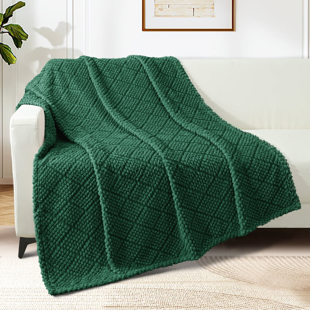 Fuzzy Fleece Throw Blanket for Couch, Bed, Soft Fluffy Jacquard Waffle Blankets for All Season, Lightweight and Warm,... - Image 6
