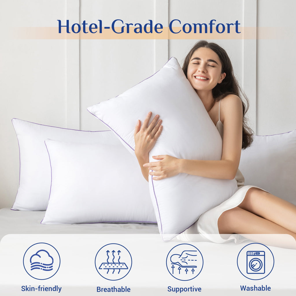 Sasttie Pillows Standard Size Set of 2, Hotel Down Alternative Sleeping Bed Pillows for Side Back Stomach Sleepers - Image 2