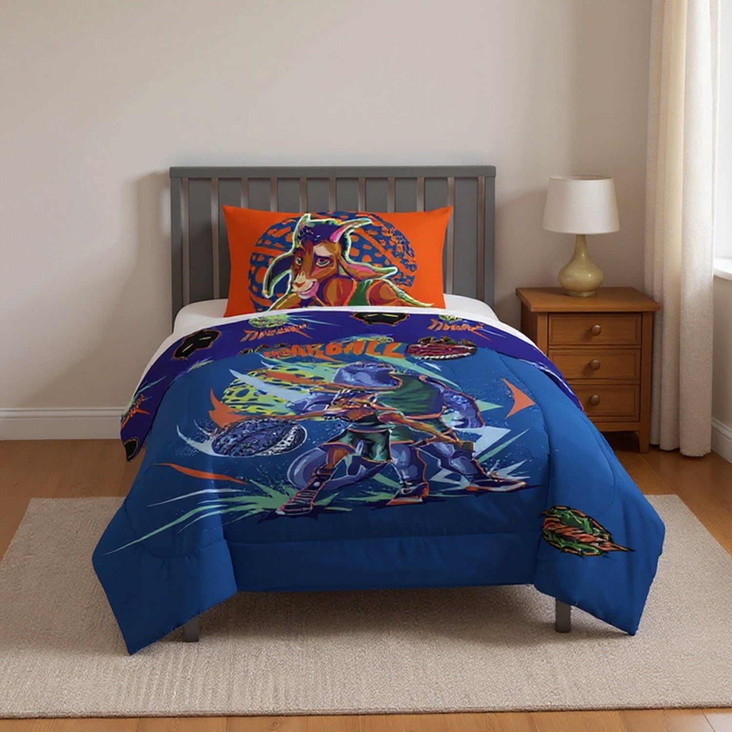 GOAT 2 Piece Twin/Full Kids Reversible Comforter and Pillowcase Bedding Set, Multicolor,Twin/Full - Image 2