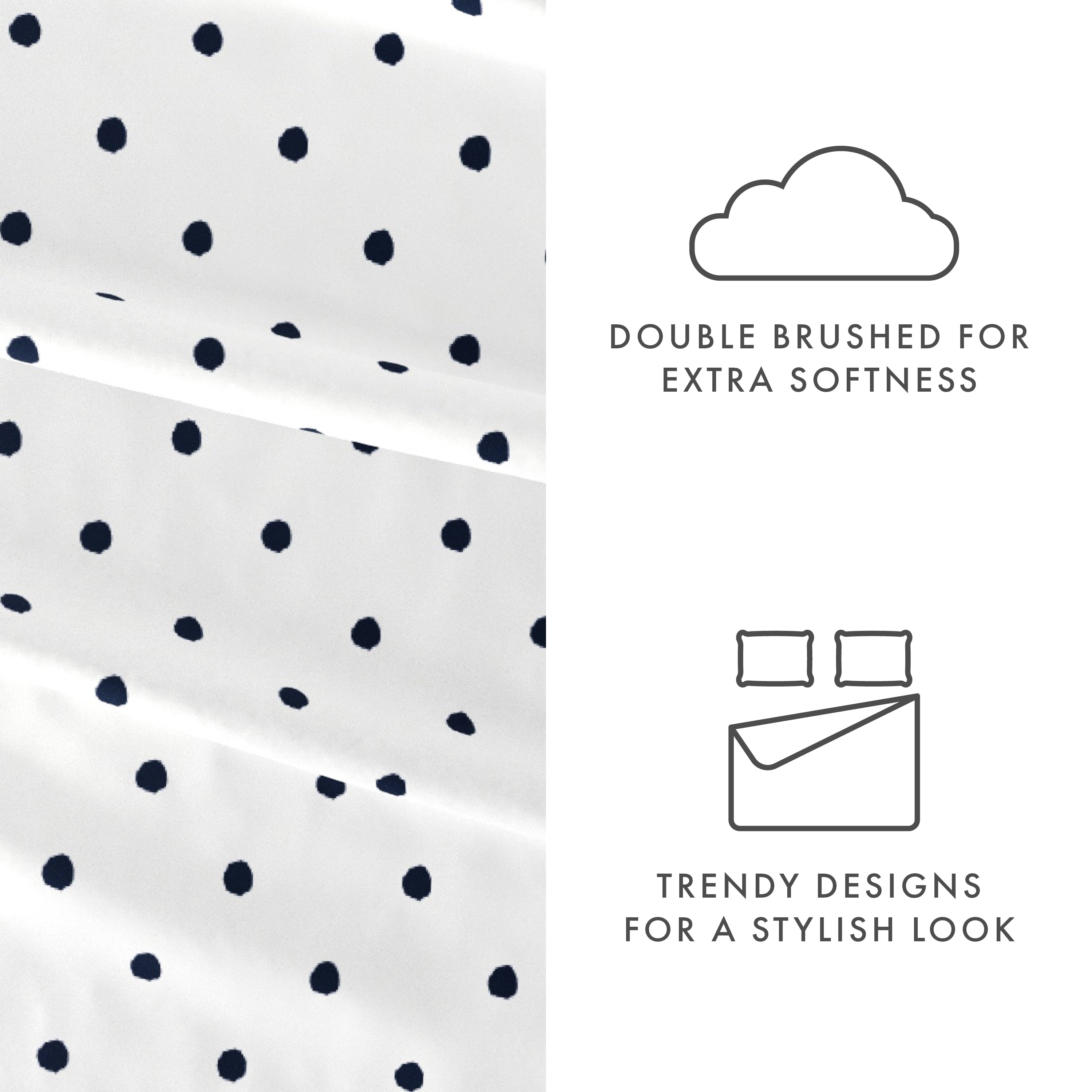 Noble Linens 4 Piece Pattern Microfiber Bed Sheets Set, Navy Dots, California King - Image 4