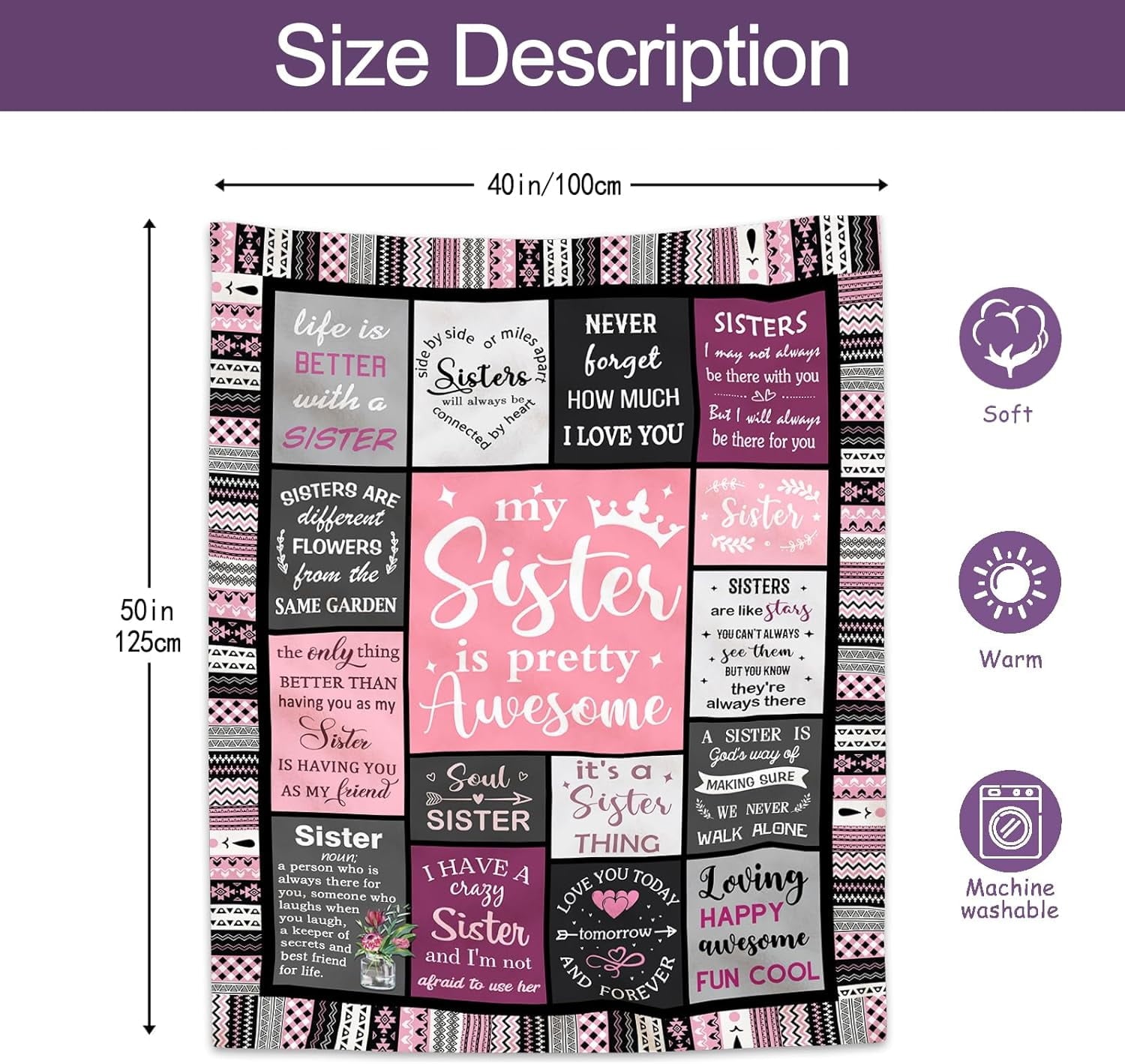 Sister Gifts , Sisters Birthday Gift Idea, Best Sister Ever Gift for Women, Birthday Gifts for Sisters, Sis Soft Thro... - Image 3
