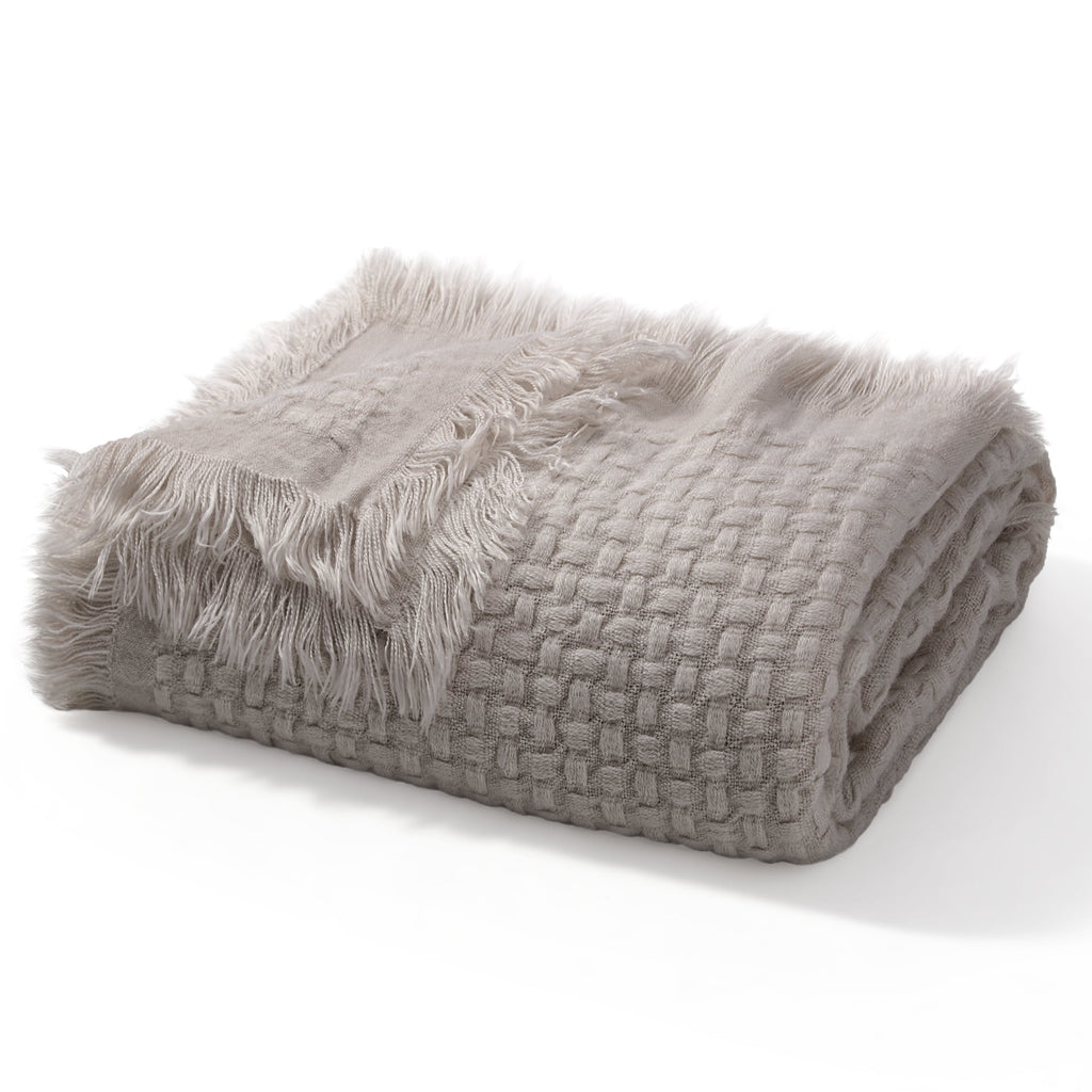 Exclusivo Mezcla Knitted Throw Blanket with Fringes for Couch, Soft and Warm Textured Throw for All Season, Lightweight Breathable Room Deco - Image 2
