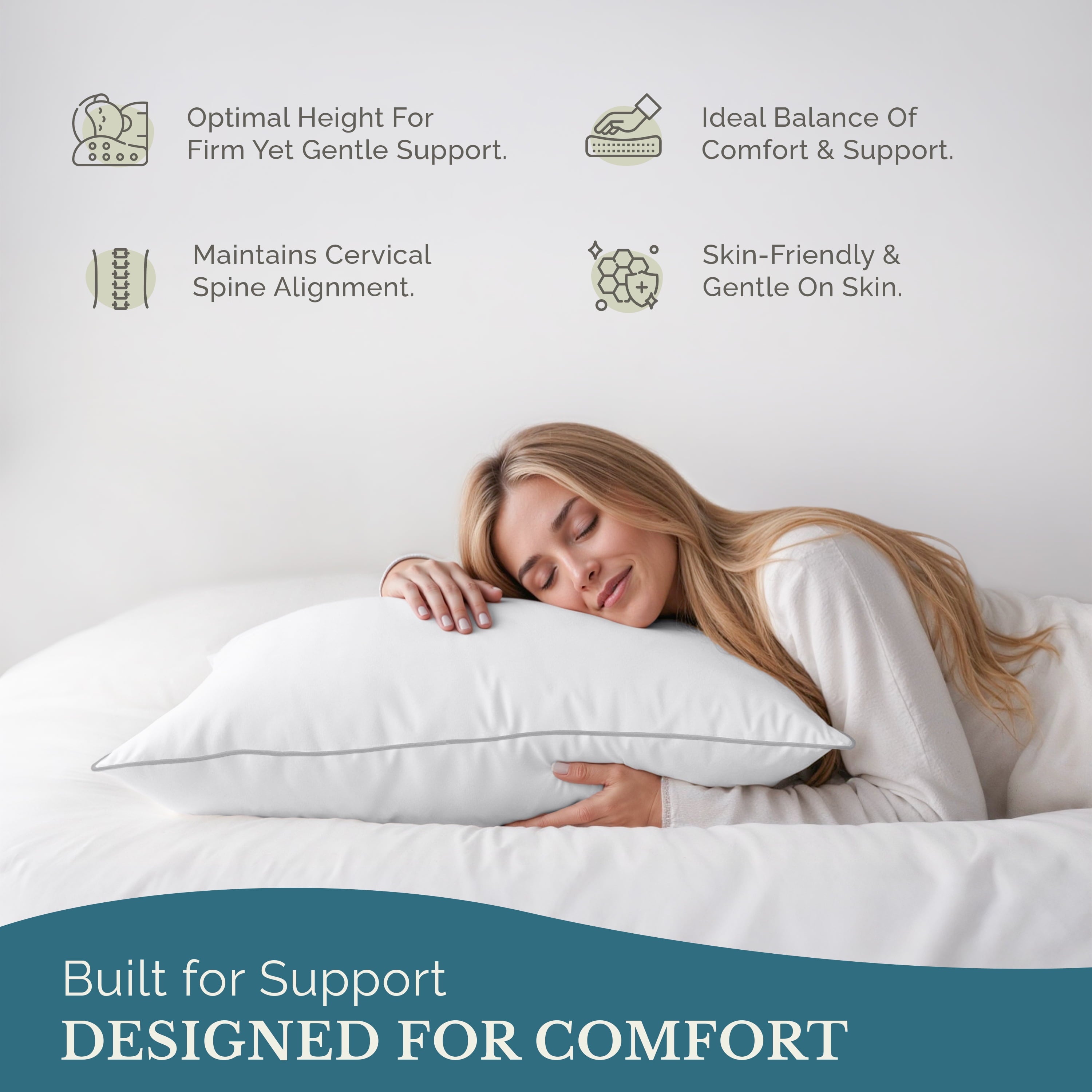 Casa Platino Pillows Standard Size Set of 2 – Standard Pillow, Cooling Comfort, Breathable, Easy Care Machine Washable, Perfect for Everyday - Image 2