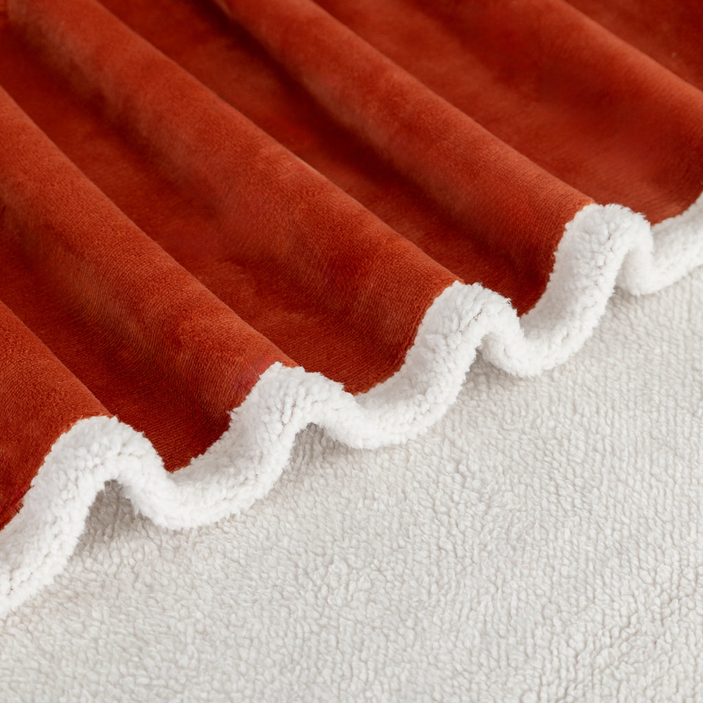 Mainstay Reversible Printed Velvet Plush and Hampshire Faux Shearling Soft Throw Blanket, Standard Size, Auburn Sun - Image 5