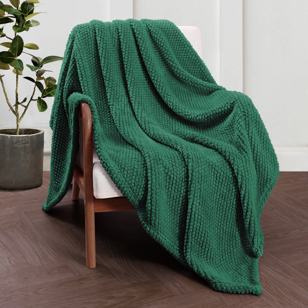 Fuzzy Fleece 50"x70" Throw Blanket for Couch, Fluffy Warm Soft Jacquard Blankets for Fall Winter, Lightweight and Coz... - Image 3
