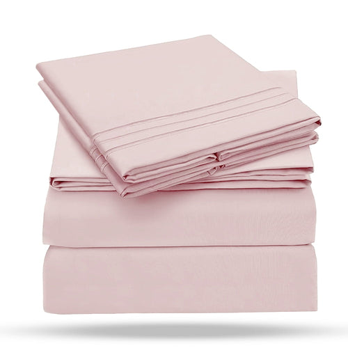 Leluxe Home 4-Piece Full Pink Sheet Set - Cooling, Wrinkle-Free - Image 2