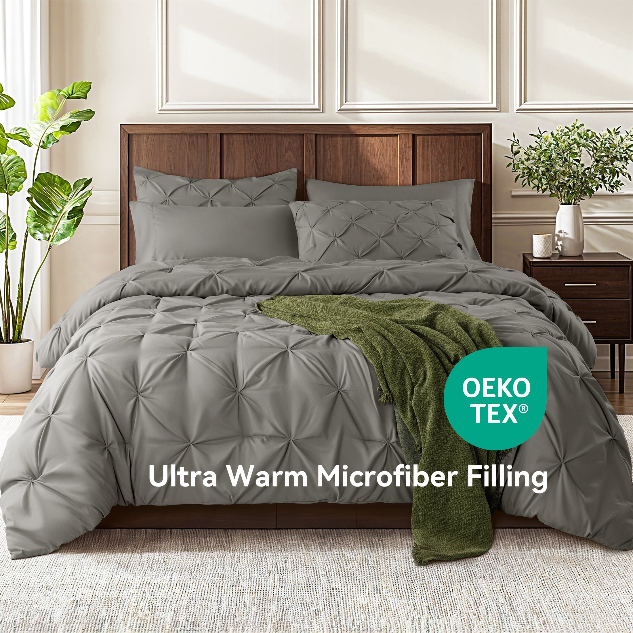 SONORO KATE Queen Comforter Set, 7 Pieces Bedding Sets for All Season, Bed in a Bag with Pleated Comforter - Flat Sheet & Fitted Sheet - Pil - Image 2