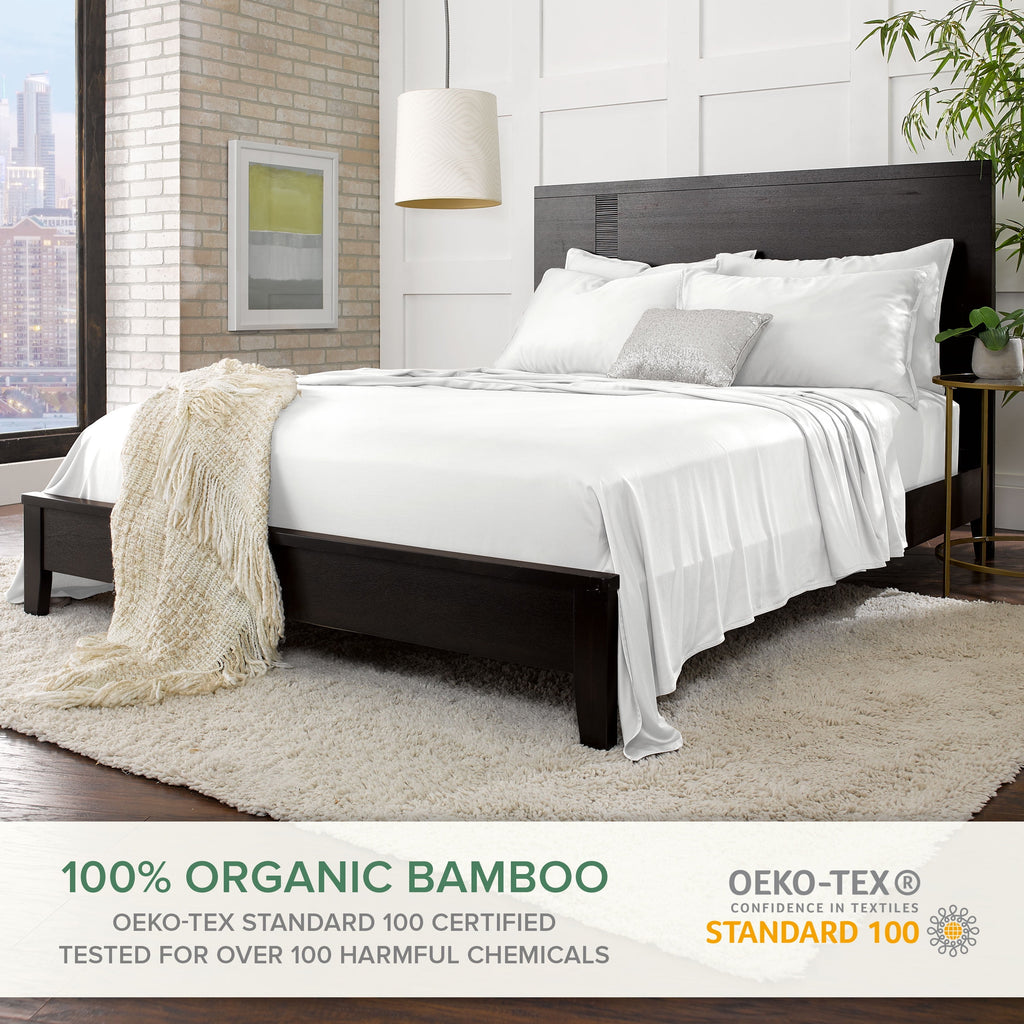 PURE BAMBOO Sheets King Size Bed Sheet 4 Piece Set, Genuine 100% Organic Bamboo Viscose, Luxuriously Soft & Cooling, Double Stitching, 16" D - Image 3