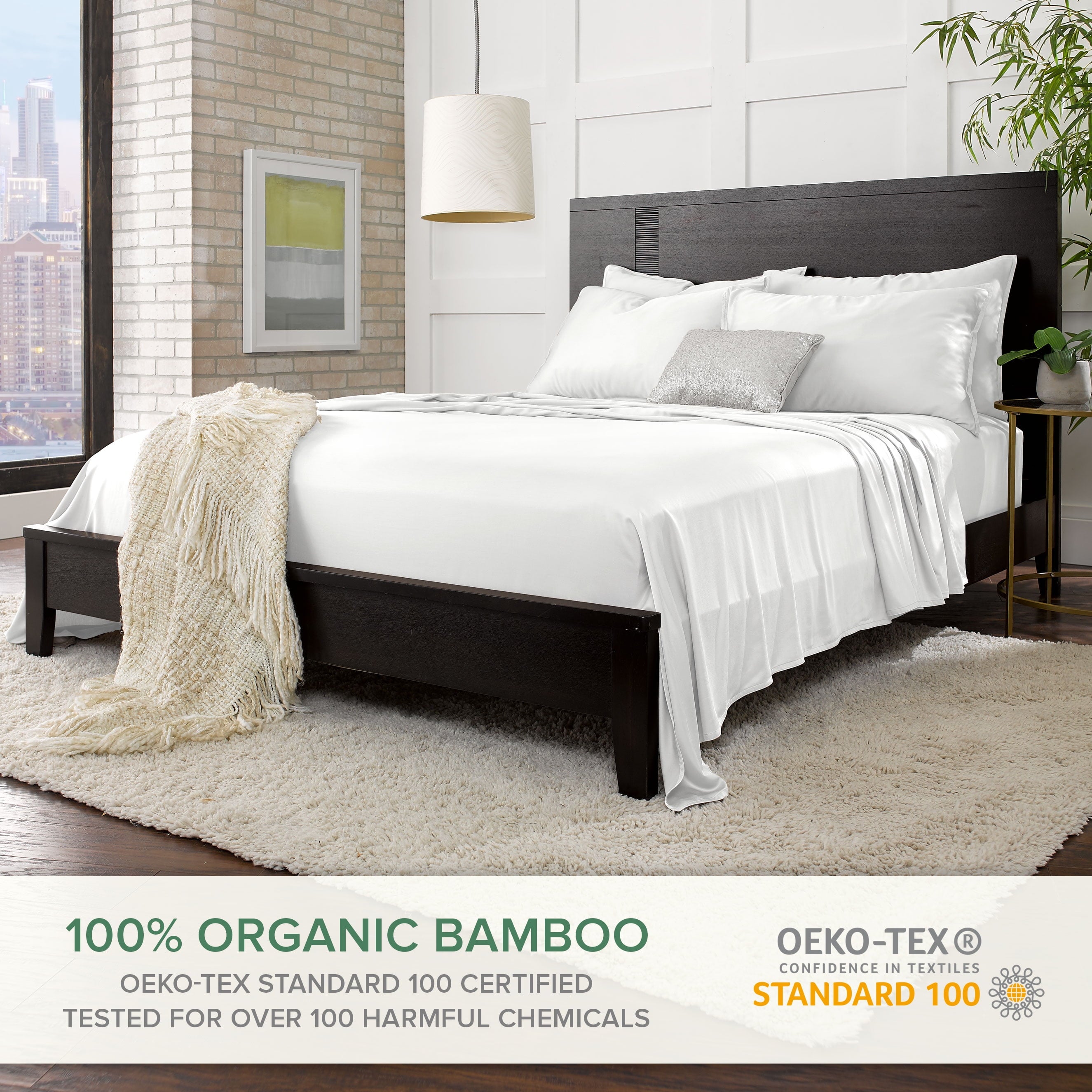 PURE BAMBOO Sheets King Size Bed Sheet 4 Piece Set, Genuine 100% Organic Bamboo Viscose, Luxuriously Soft & Cooling, Double Stitching, 16" D - Image 3