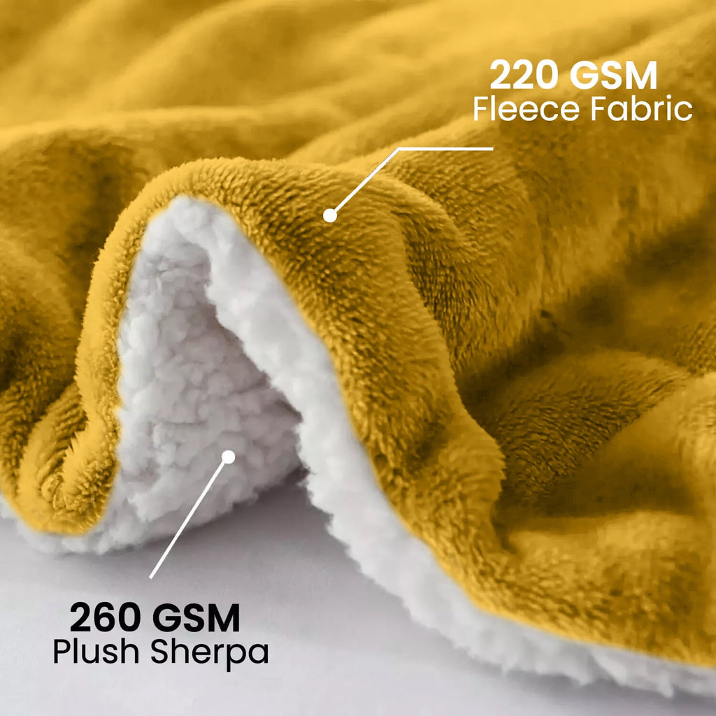 Moonlight20015 Sherpa Blanket Fluffy Plush Couch & Travel Blanket Reversible Throw Size Ochre Color - Image 5
