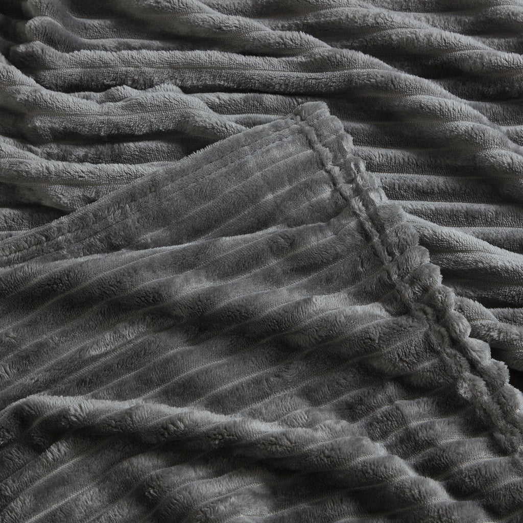 Cut Plush Fleece Blanket, Soft Lightweight Fuzzy Luxury Throw Size Bed Blankets for Bed, Throw, Gray - Image 5