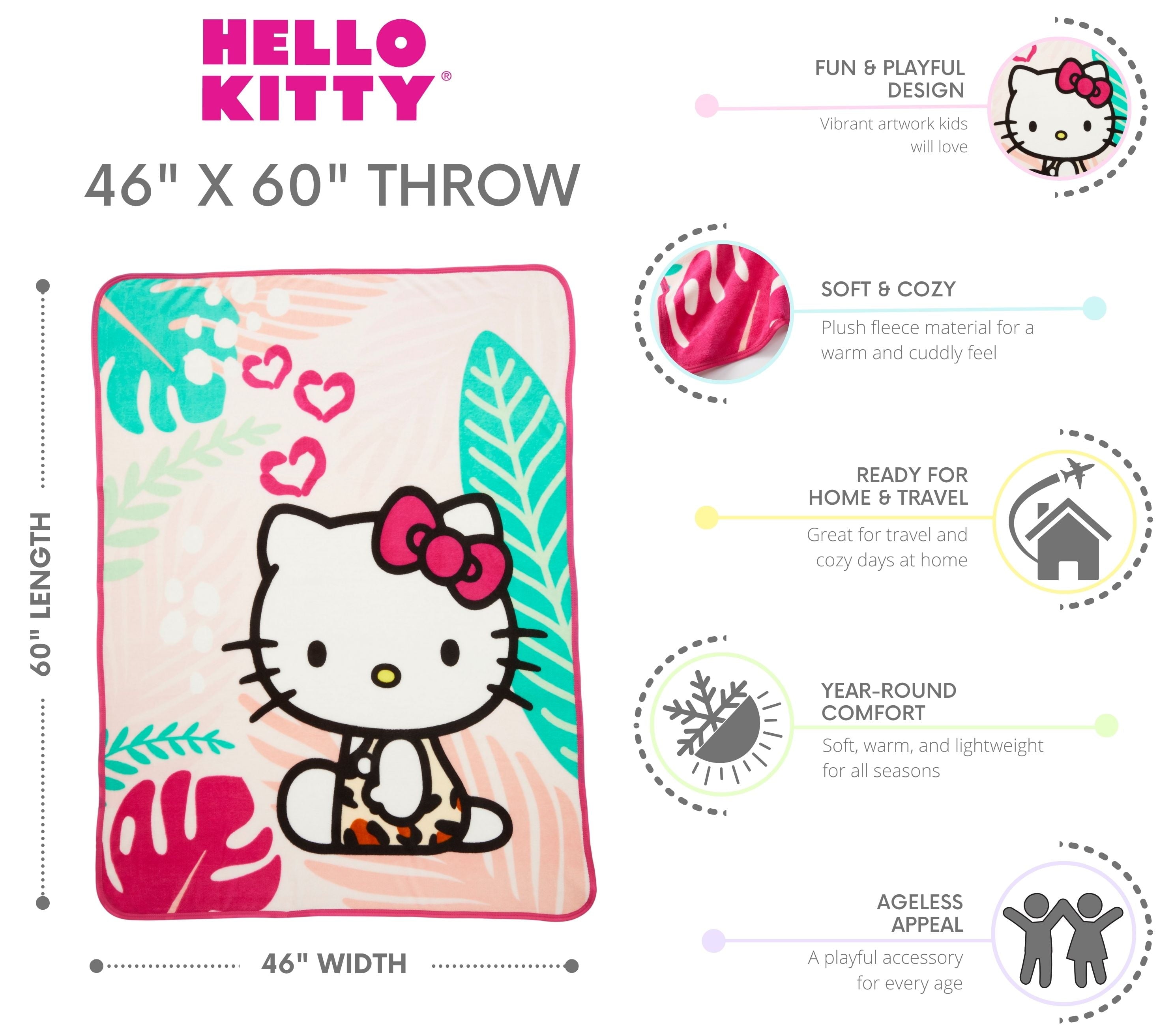 Kids Pink White Print Fleece Throw Blanket, 46 x 60 - Image 4