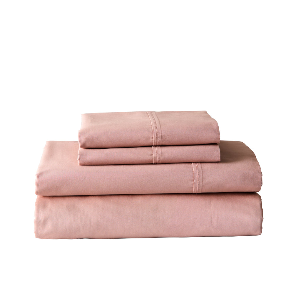 300 Thread Count Cotton Percale 3-Piece Antique Blush Bed Sheet Set, Twin - Image 2