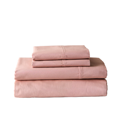 300 Thread Count Cotton Percale 3-Piece Antique Blush Bed Sheet Set, Twin - Image 2