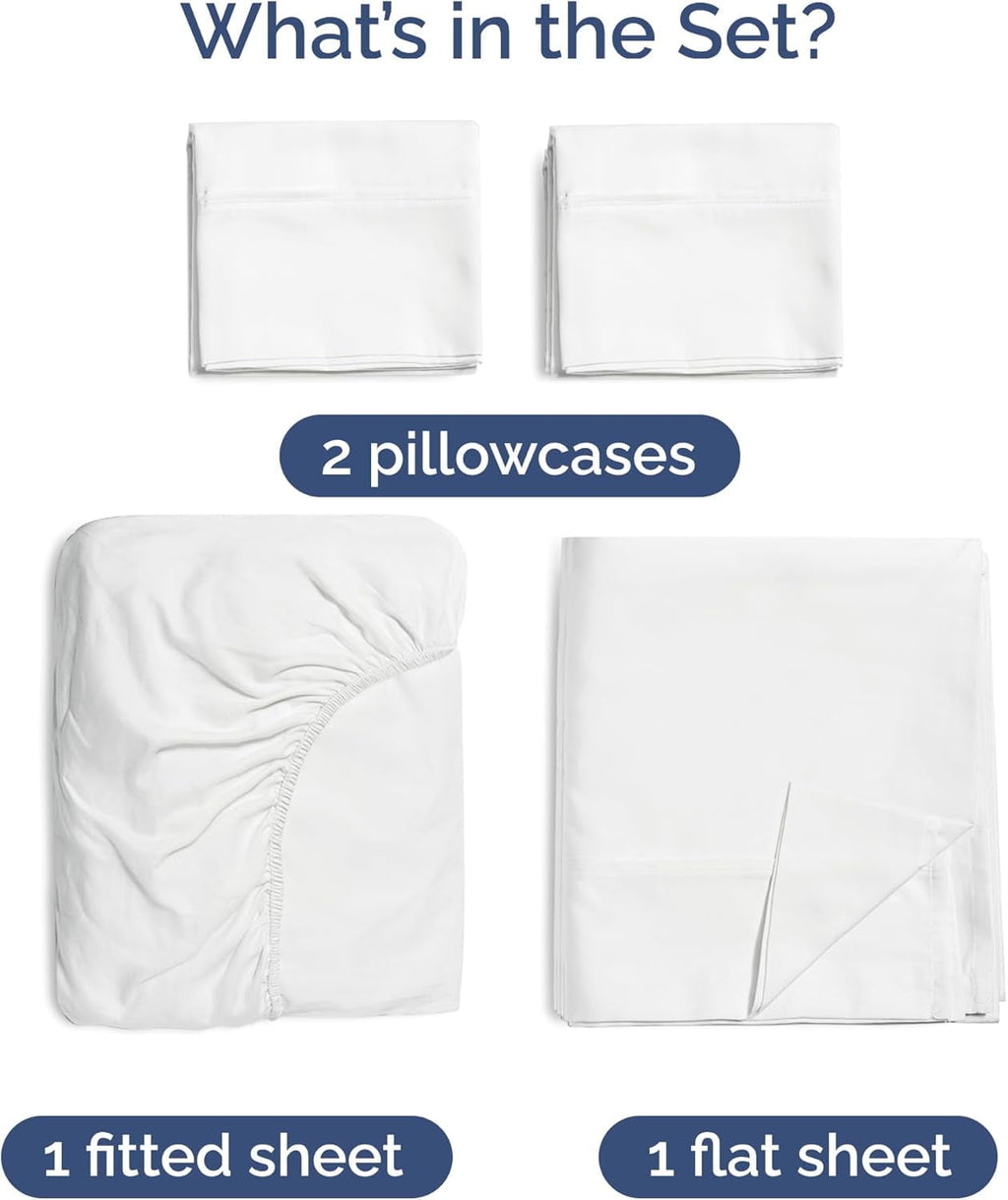 CGK Linens 4-Piece Luxury Bamboo Cooling Sheet Set - Queen Size 100% Bamboo Derived Rayon Premium Bed Sheets, White - Image 2