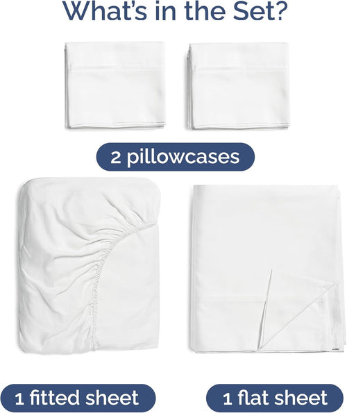 CGK Linens 4-Piece Luxury Bamboo Cooling Sheet Set - Queen Size 100% Bamboo Derived Rayon Premium Bed Sheets, White - Image 2