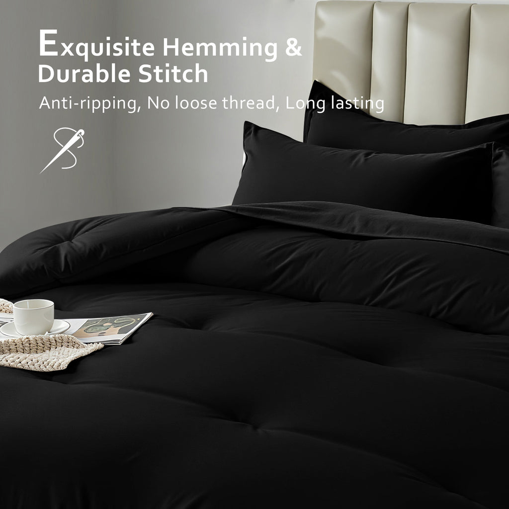 5-Piece Bed in Bag - Twin Size Comforter Sets, Pillowcases & Sheet Collection for Cozy Bedding Sets Black - Image 6