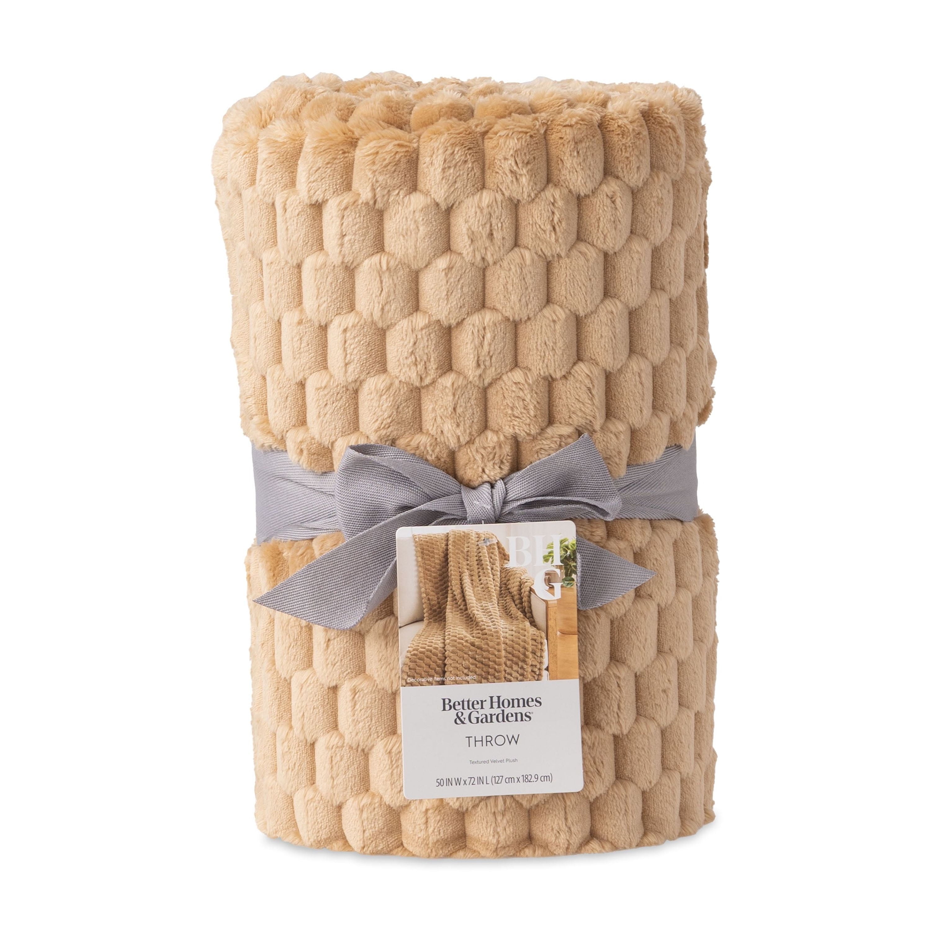 Better Homes & Gardens Textured Velvet Plush Oversized Throw Blanket in Dark Caramel - Image 6