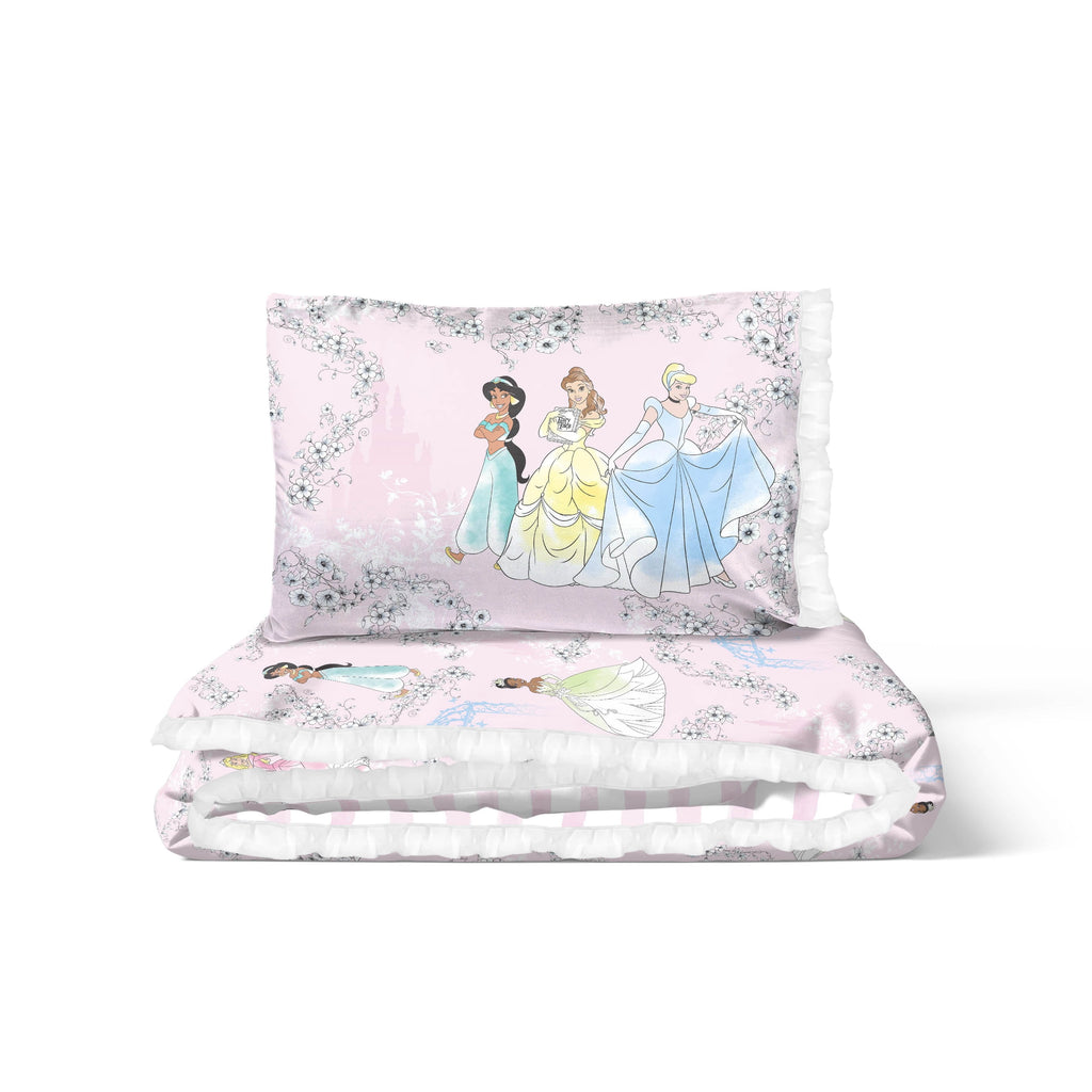 Princess Floral Gardens 2-Piece Twin/Full Reversible Comforter Set, Polyester Microfiber, Pink & White - Image 6
