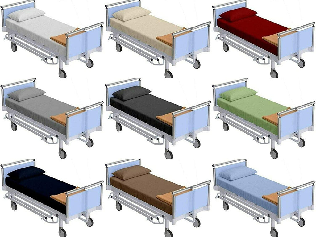 100% Cotton Hospital Bedsheets Set - 1 Flat Sheet, 1 Fitted Sheet (10" Inch) Deep Pocket, 1 Pillowcase, Best & Comfor... - Image 2