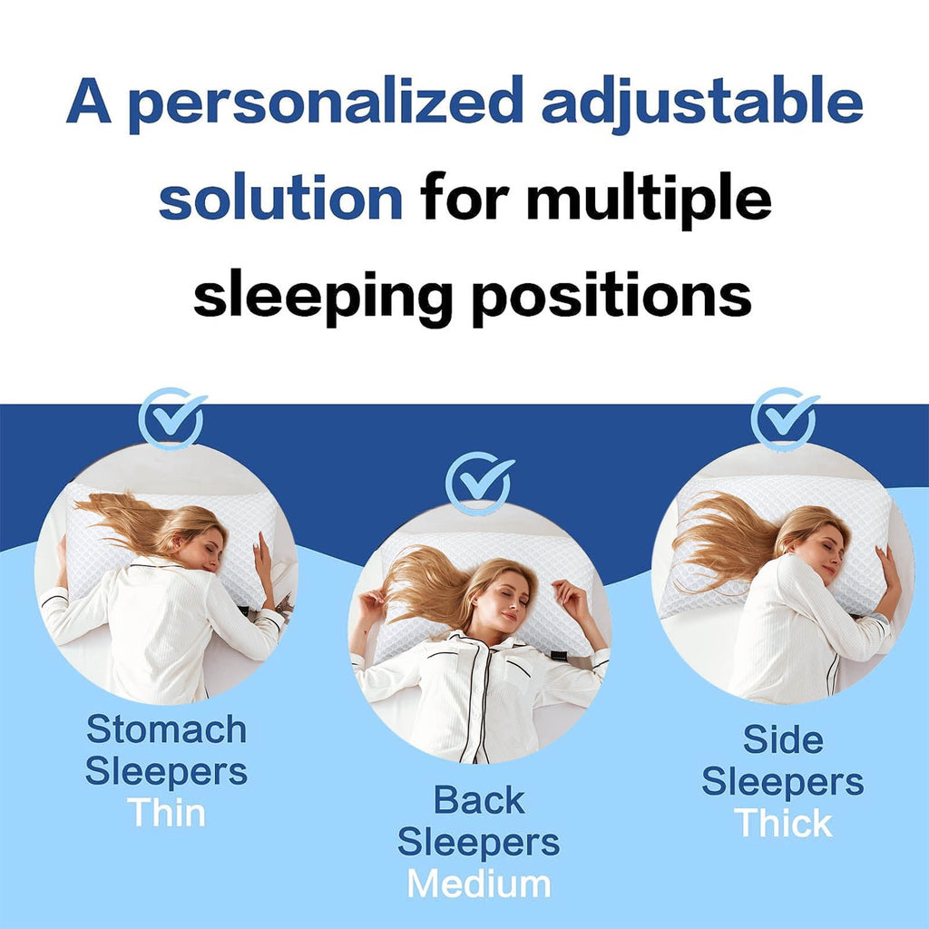 SORMAG Cooling Shredded Memory Foam Bed Pillows Adjustable Firm Support Pillow for Side and Back Sleepers Curved Pillows Set of 1 Queen Size - Image 5