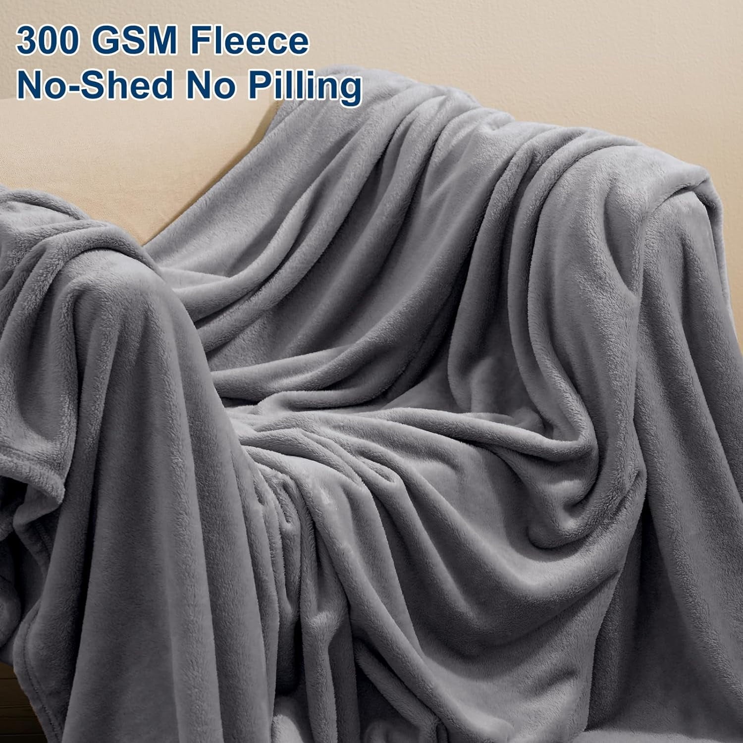 Fleece Throw Blanket, Fuzzy Soft Lightweight Blankets for Bed, Sofa, Suitable for All Season, Grey, 50x60 inches - Image 5