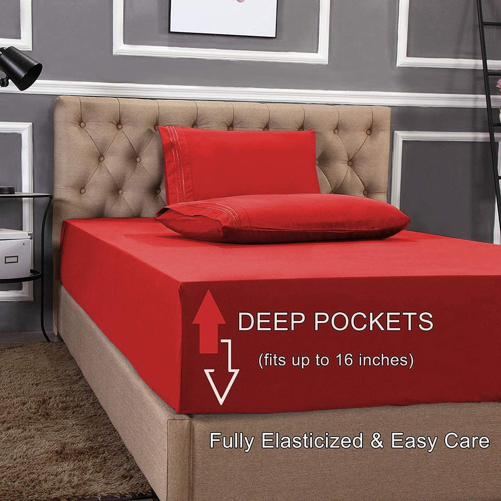 1800 Series Microfiber Bed Sheets 6-Piece Set, Deep Pocket, Queen Black - Image 5