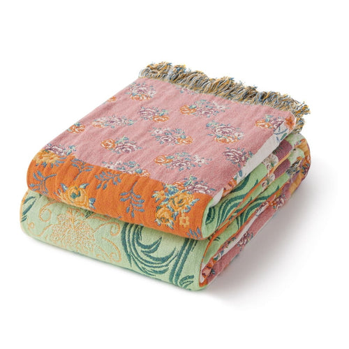 100% Cotton Boho Blankets for Home Decor – Colorful Patchwork Reversible Farmhouse Quilt Bedding, Vintage Woven Decor...