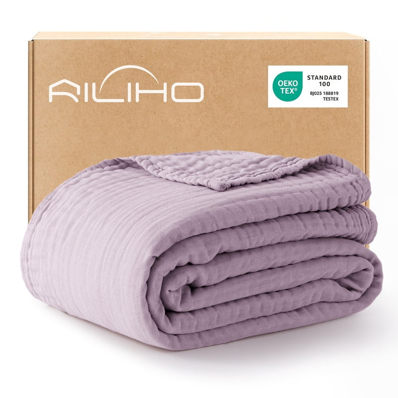 100% Cotton Muslin Blanket Large 50" x 70", 6 Layers Lightweight and Breathable Throw Blankets for Couch, Soft Coolin...