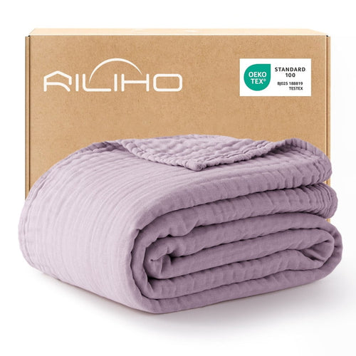100% Cotton Muslin Blanket Large 50" x 70", 6 Layers Lightweight and Breathable Throw Blankets for Couch, Soft Coolin...