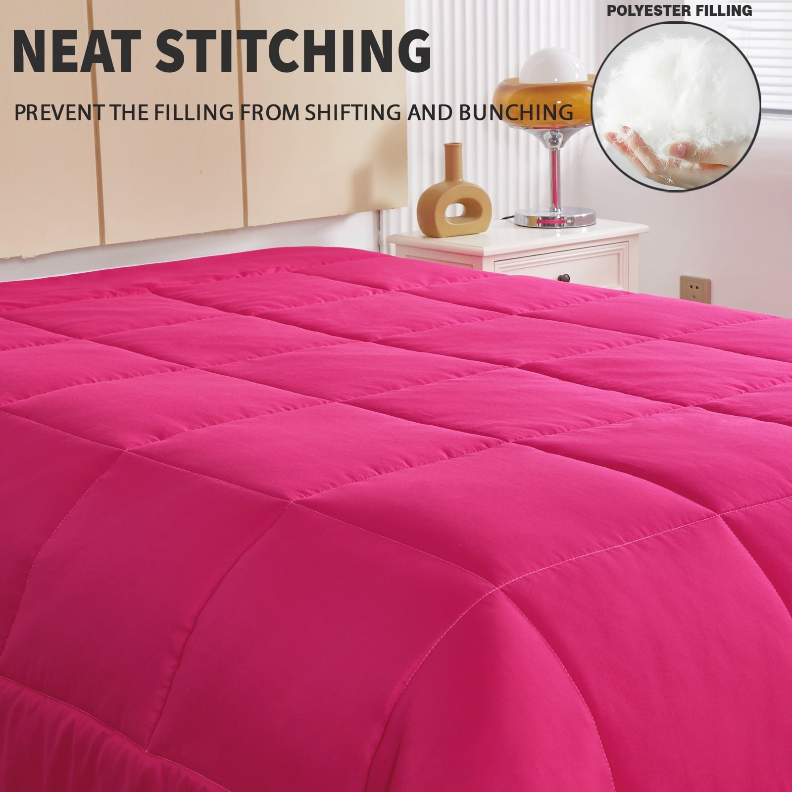 Lightweight Reversible 3-Piece Comforter Set All Seasons, Down Alternative Comforter with 2 Pillow Shams, Queen Size,... - Image 2